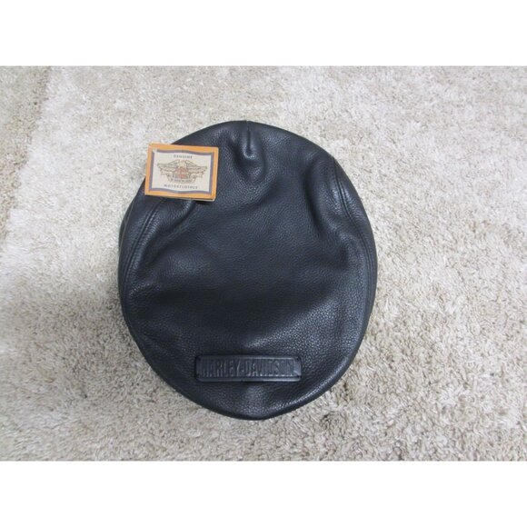 Harley-Davidson Genuine Motorcycle Leather Newsboy Cap Medium Black NWT